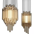 Elegant Modern Chandeliers With Golden Cylindrical Glass Tubes And Warm Light