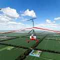 Gyrocopter And Small Airplane Flying Over Green Farmland Under Blue Sky With White Clouds