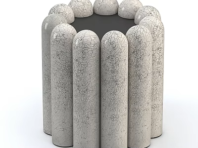 Unique Modern Side Table With Cylindrical Legs And Cracked Gray Surface Texture 3d model