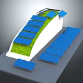 Solar Panels On White Curved Building With Green Roof For Household Appliances