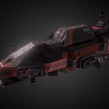 Sci Fi Spaceship Game Movie Character With Black Red Color Detailed Structure And Weaponry