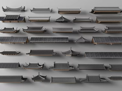 Traditional Chinese Roof Components With Various Classical Styles And Architectural Designs 3d model