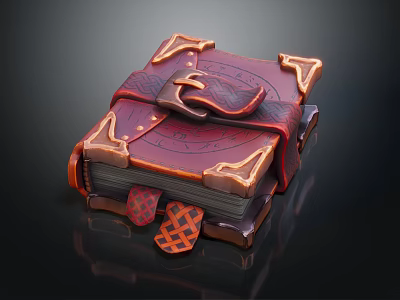 Decorative Vintage Book With Leather Cover Metal Corner Accents Buckle Strap And Checkerboard Accessory 3d model
