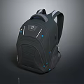 Modern Black Backpack With Blue Accents And Multiple Compartments For Daily Use 3d model