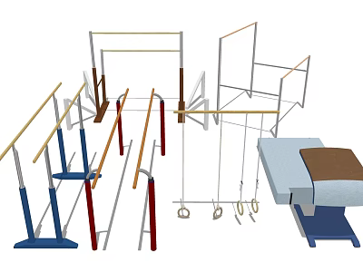 Gymnastics parallel bars vault horse rings 3d model Gymnastics parallel bars vault horse rings 3d model