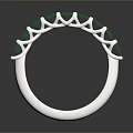 Silver Ring With Round Green Gemstones Arranged In Curved Design For Fashion Accessories