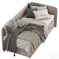 Modern Upholstered Storage Bed With Soft Pillows Warm Blankets And Drawers