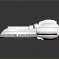White Futuristic 3D Model Vehicle with Round Engines Gray Base and Red Blue Accents