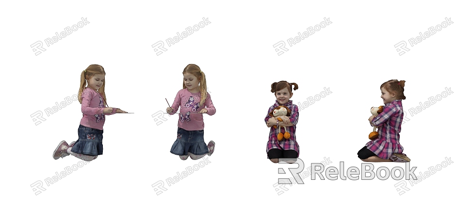 Kneeling posture of child character model