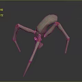 Spider Like Biomechanical Game Movie Character With Long Thin Legs And Red Accents