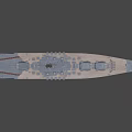 Detailed Warship Model With Grey Hull Red Bottom Turrets And Mast