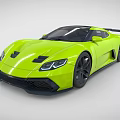 Neon Yellow Sports Car With Sleek Design Black Roof And Rear Spoiler