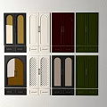 Various Colored Wardrobe Doors With Arched Glass And Grid Design Patterns