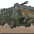 Military Functional Vehicle Featuring Camouflage Design Large Wheels And Top Mounted Weapon System