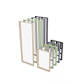 Modern Wooden Framed Mirror Decorative Piece Reflecting White Curtains In Home Interior