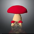 Cartoon Style Mushroom Figurine Featuring Red Cap Light Stem And Base Accents