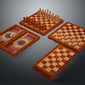 Traditional Wooden Chess And Backgammon Game Set With Foldable Boards And Pieces