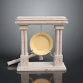 Traditional Gong Musical Instrument with Marble Stand and Wooden Mallet