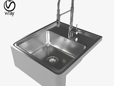 Stainless Steel Single Bowl Kitchen Sink With Modern Faucet For Home Kitchen Use 3d model