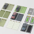 Parking Lot Layout With Accessible Parking Colored Surfaces And Multiple Car Spaces 3d model