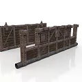 Medieval Wooden Defensive Wall With Metal Reinforcements And Spiked Decorations