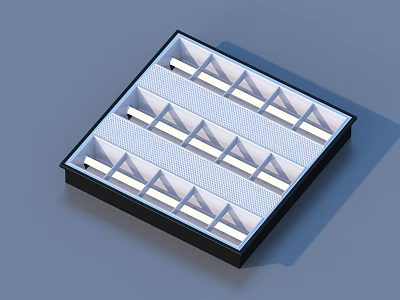Modern Square Panel Featuring Geometric Triangular Patterns And Grid Structure Design 3d model