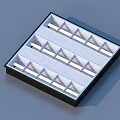 Modern Square Panel Featuring Geometric Triangular Patterns And Grid Structure Design
