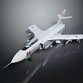 White Aircraft with Red Star Markings Cockpit and Wing Mounts on Dark Reflective Background