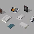 Assorted Books Magazines And Display Items On Modern Showcase Stands 3d model