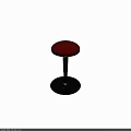 Modern Red Round Upholstered Stool With Black Metal Base And Sleek Design