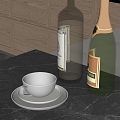 Kitchen Ornaments Cup Bottle Plate Kitchen Supplies 3d model