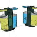 Public Facility Recycling Trash Bins With Yellow Blue Green Compartments For Waste Separation
