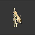 Game Movie Character With Rabbit Ears Long Golden Hair White Outfit Green Decor Star Shield