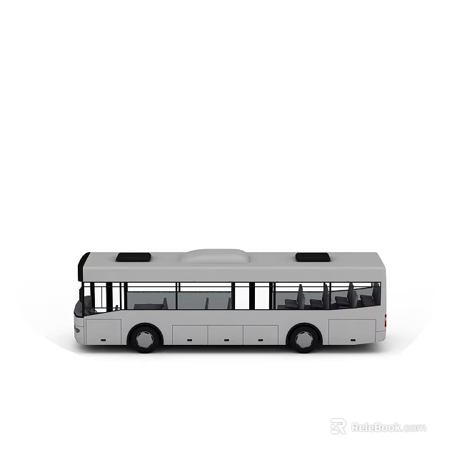 Modern White Bus Exterior Design with Side Windows Passenger Seats and Roof Components 3d model 