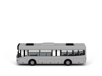 Modern White Bus Exterior Design with Side Windows Passenger Seats and Roof Components 3d model