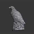 Eagle Statue With Detailed Feathered Design Perched On Rock Base Decoration