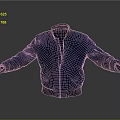 Blue Bomber Jacket With Zipper Closure And Long Sleeves Design 3d model