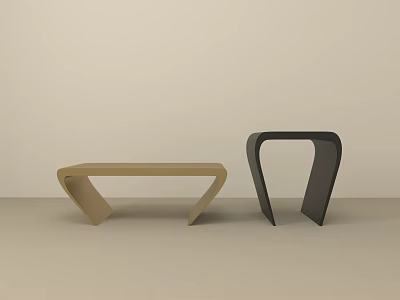Modern Minimalist Coffee Tables With Beige And Black Unique Geometric Shapes 3d model