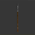 Medieval Scythe Weapon With Metal Blade Wooden Handle And Decorative Details
