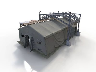 Modern Temporary Tent Structure With Metal Frame And Canvas Covering Entrance 3d model