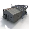 Modern Temporary Tent Structure With Metal Frame And Canvas Covering Entrance