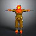 Orange Brown Functional Workwear Outfit With Helmet Pockets Straps And Boots