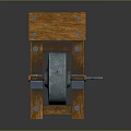 Traditional Stone Grinding Mill With Wooden Base And Metal Handle