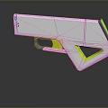 Futuristic White And Green Weapon With Geometric Design Ergonomic Grip And Sleek Reflective Surface