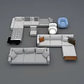 Modern Sofa Set With Versatile Modules Multiple Layouts Light Tones And Matching Armchairs 3d model