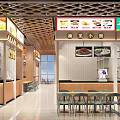 Modern Restaurant Interior With Food Counters Menu Displays And Tables In Bright Spacious Dining Area