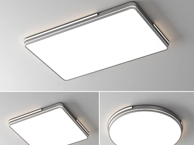 Modern LED Ceiling Lights with Rectangular and Round Sleek Design for Home Use 3d model