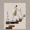 Creative Handmade Wall Decor With Wooden Blocks Branches And Human Figure Design