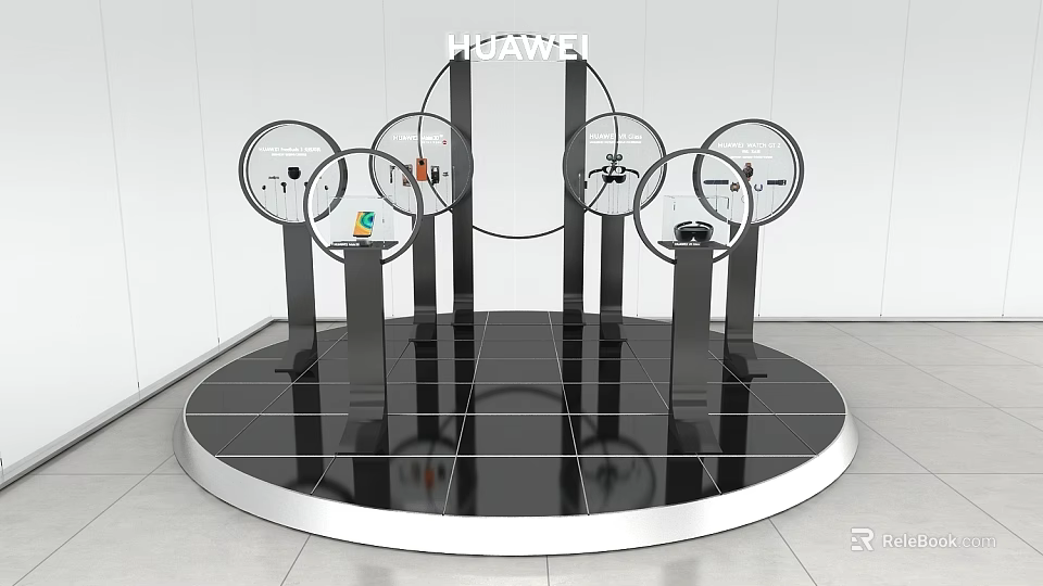 Modern Ornament Decoration Set With Multiple Circular Metal Display Stands 3d model 