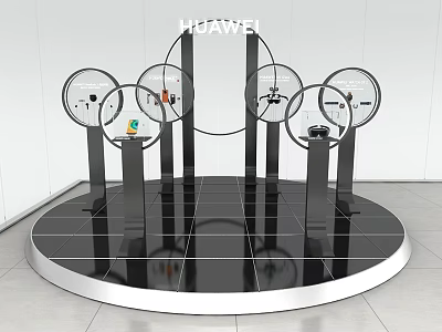 Modern Ornament Decoration Set With Multiple Circular Metal Display Stands 3d model